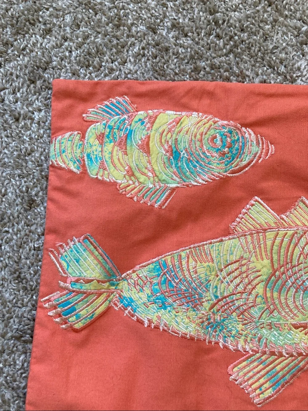 Tommy Bahama Fish Embroidered Square Pillow Sham Beach house Tropical Coastal